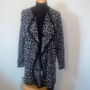 Avenue Open Front Animal Print Cardigan